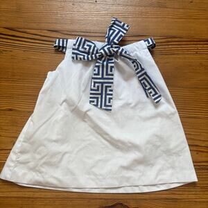 Shrimp & Grits Kids white sleeveless navy‎ geometric bow shirt SIZE 5